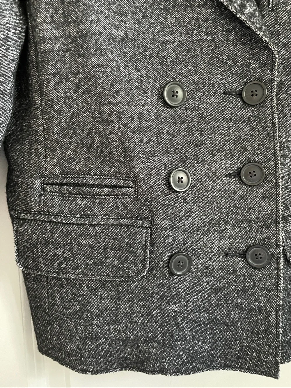 J. Crew Thandie Marled Charcoal Gray Double-Breasted Wool Blend Blazer Sz 8